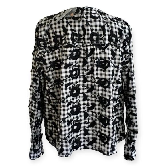 Anthropologie Pilcro The Whitney Trapeze Embroidered Buttondown Shirt Black XS - Picture 9 of 10